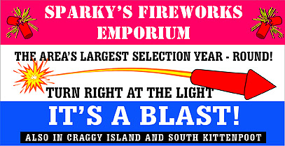 Sparky's Fireworks Emproium billboard - thumbnail