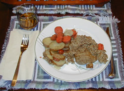 The cooked haggis, ready to eat!